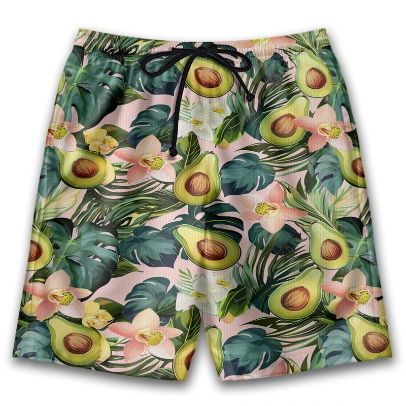 

Cute Avocado Design Short Pants For Men Clothes Hip Hop Boy Fruit Swimming Shorts Men Kawaii Kids Beach Shorts Avocados Bermudas