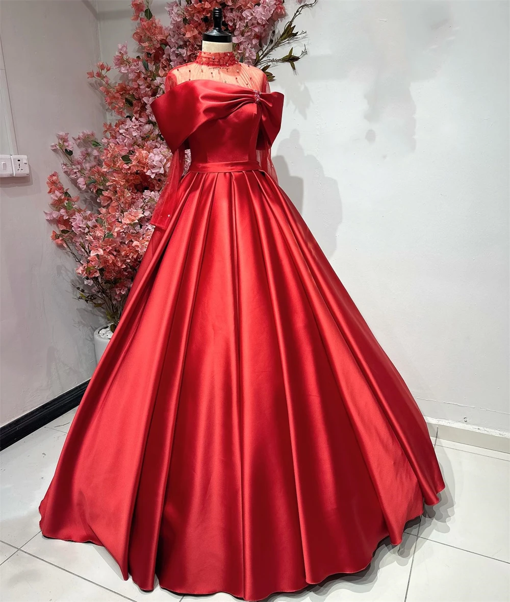 Customized Yipeisha Classic Modern Style Formal Evening High Collar A-line Beading Floor-Length s Bespoke Occasion Dresses