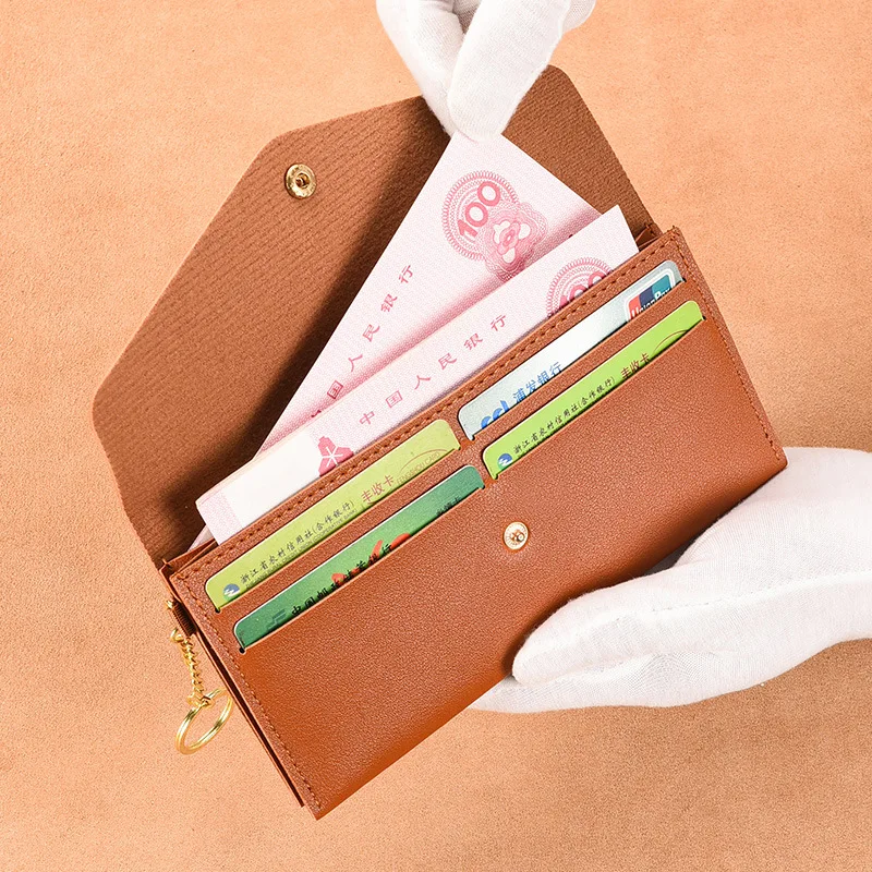 

Soft Leather Wallet Women Long Wallet Female Clutch Bag Women Mobile Phone Pouch Credit Card Holder Coin Purse with Key Chain