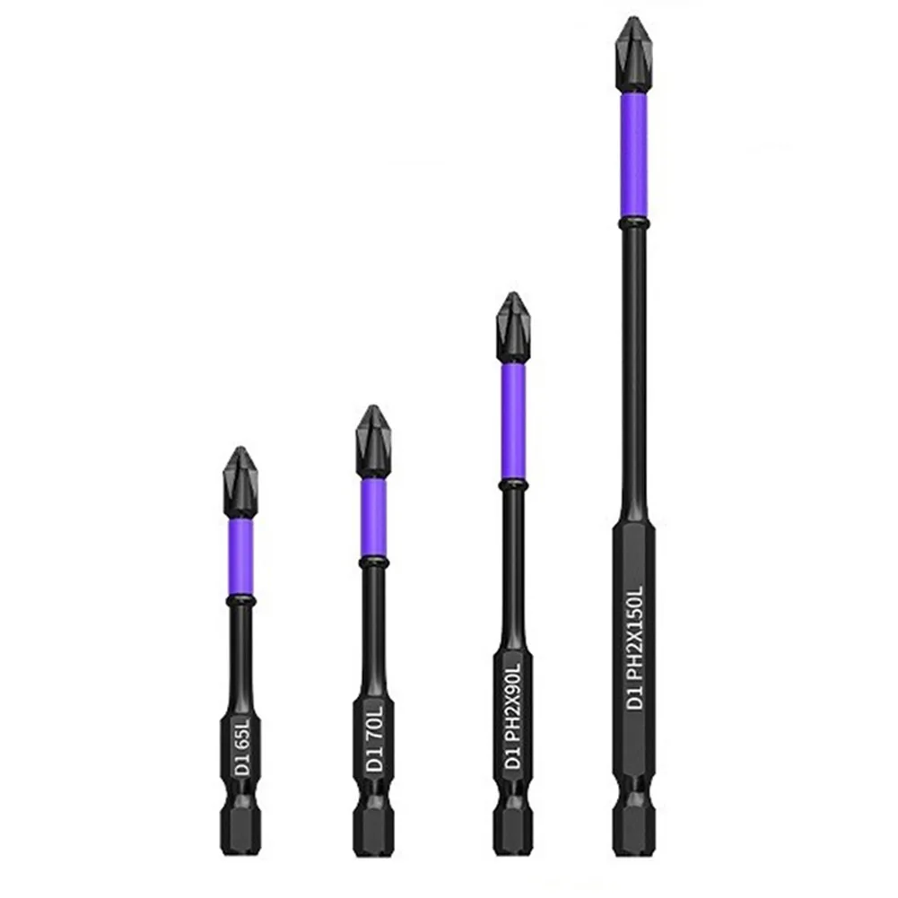 

4/1pc PH2 Magnetic Batch Head Cross Screwdriver Hardness Impacts Drill Bit 25/50/65/70/90/150mm Non-Slip Screwdriver Bits