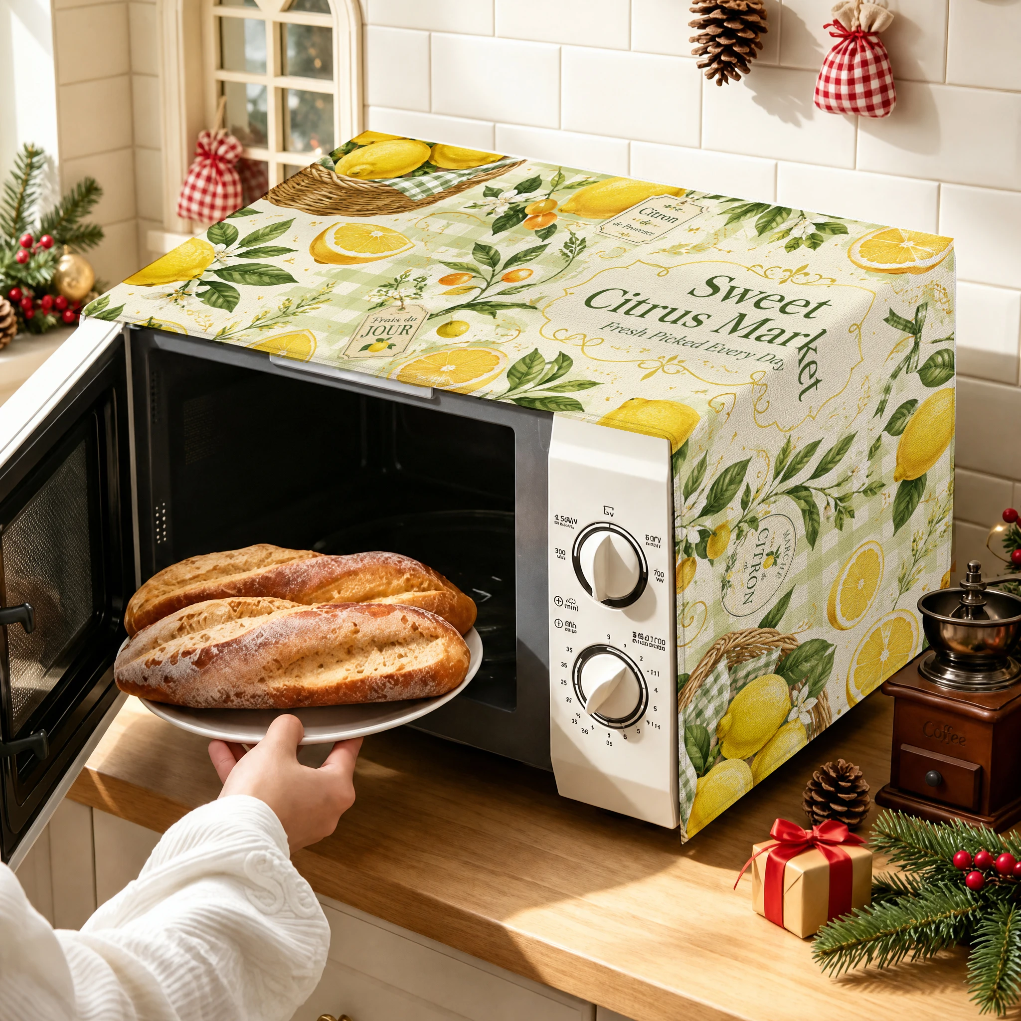 1pc  Assorted Lemon & Sunflower Microwave Oven Covers, Waterproof Dust-proof Kitchen Appliance Protector