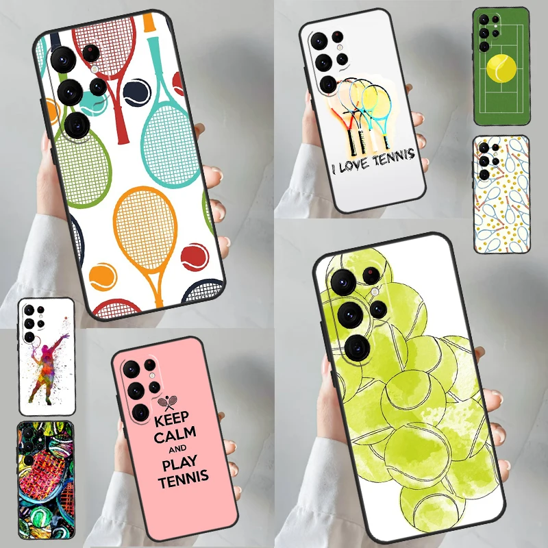 Tennis Racket Tennis Ball Case For Samsung Galaxy S24 Ultra S23 S22 S9 S10 Note 10 Plus Note 20 S20 FE S21 FE Cover