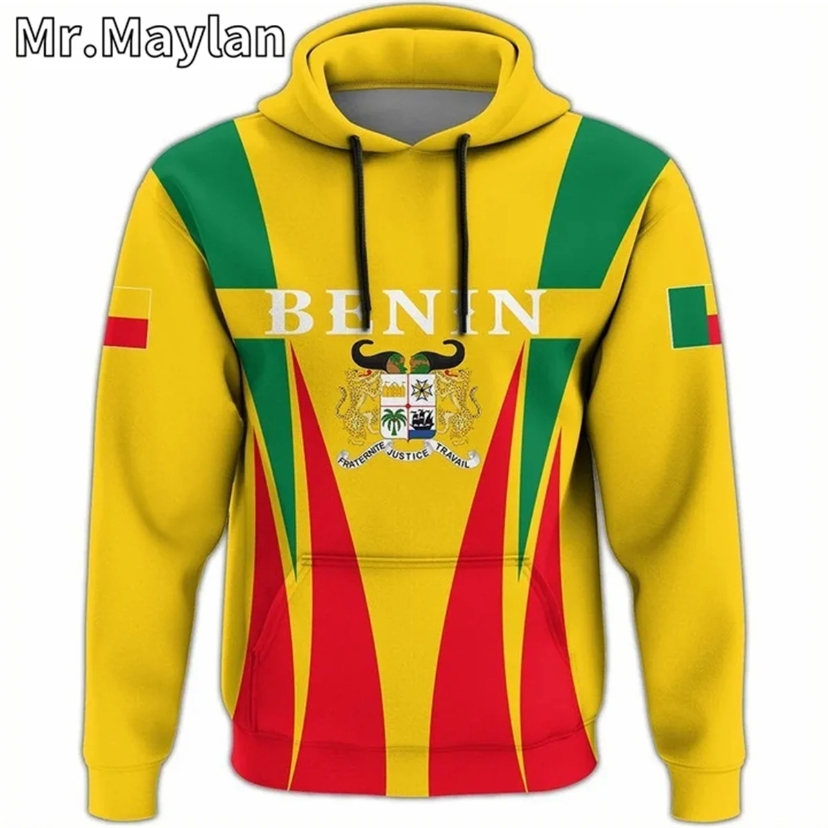 Afrykańska bluza z kapturem BENIN herb 3D pełen nadruk bluzy z kapturem Unisex mężczyzn/kobiet Streetwear casualowa kurtka dresy Z-99