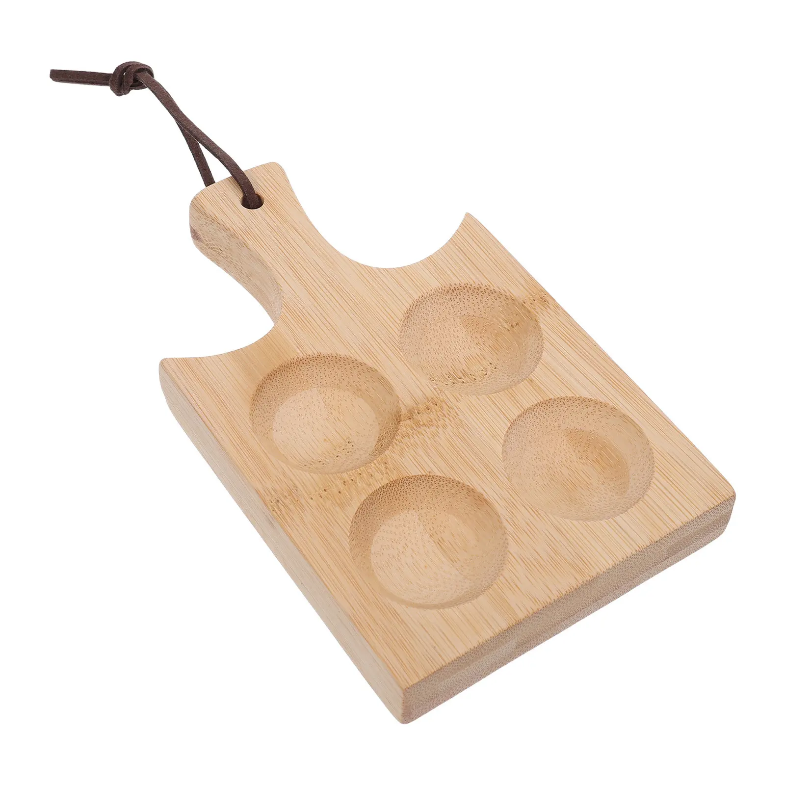 Bamboo Wood Deviled Egg Tray 4 Slots Round Handle Kitchen Refrigerator Countertop Serving Platter Organizer Countertop Egg Tray