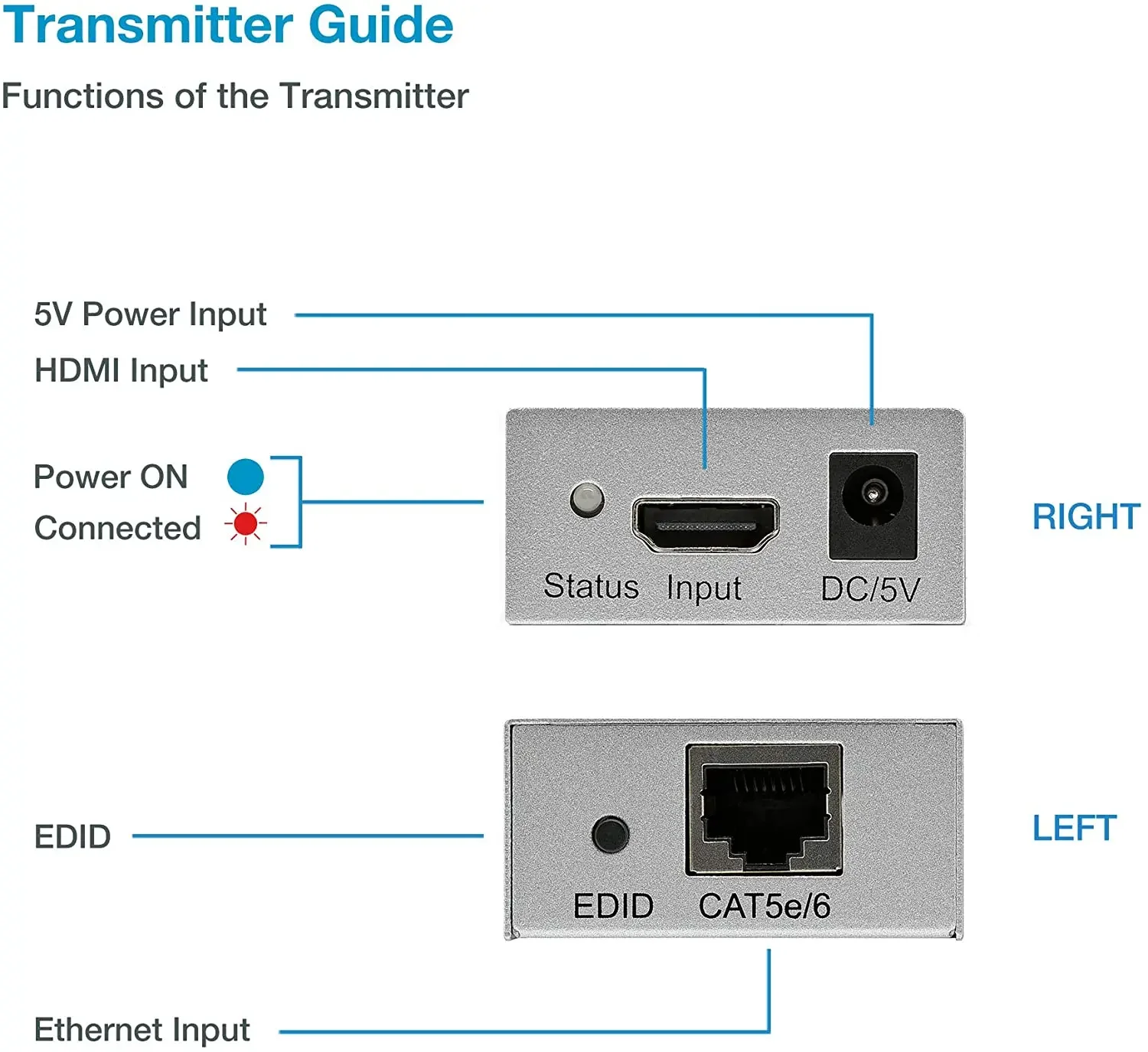 موسع HDMI 4K عبر Cat5e/6 كابل إيثرنت 100 متر HDMI إلى Rj45 تمديد جهاز إرسال صوتي للفيديو لتلفزيون الكمبيوتر المحمول PS4