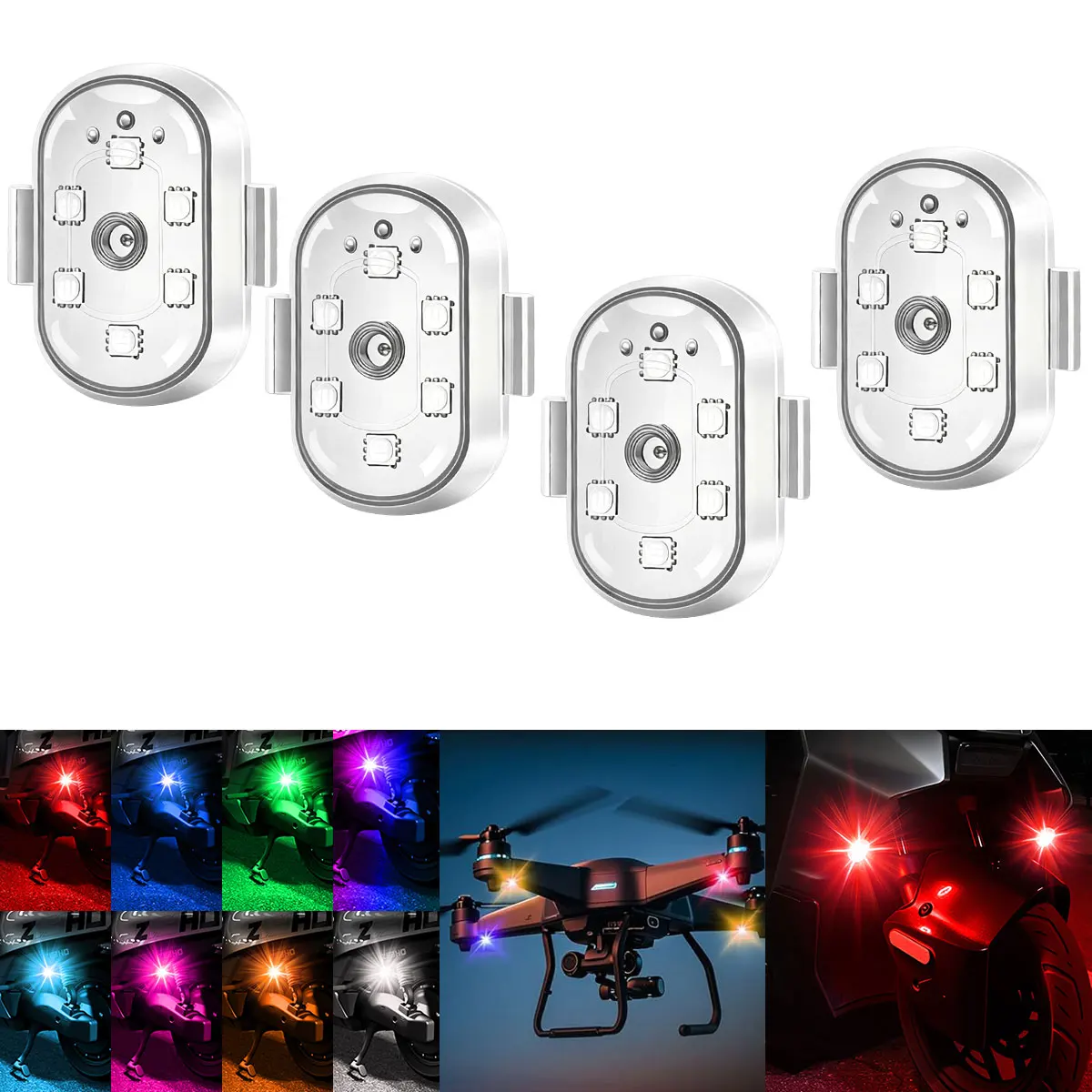 KEVANLY Mini RGB Touch Aircraft LED Atmosphere Light Wireless USB Charging Car Interior