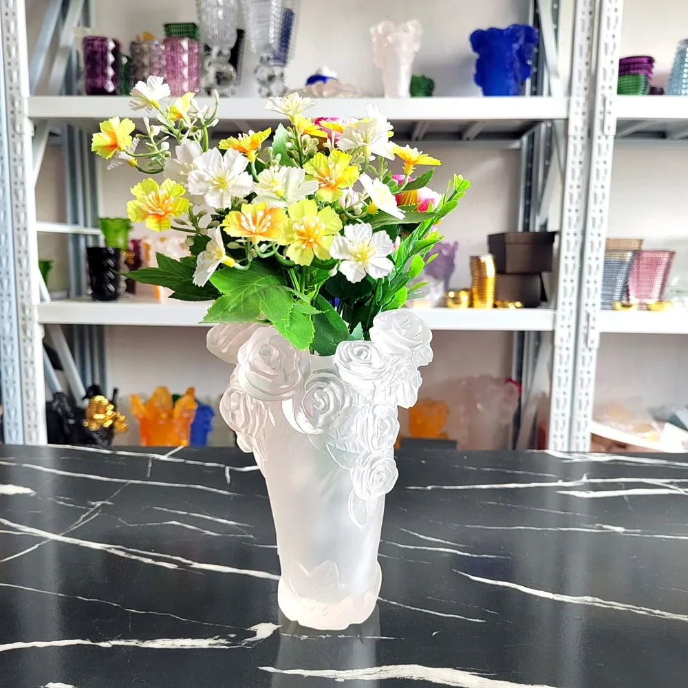Crystal Flower Ware European Light Luxury Home Gift Glazed Vase Rose Flower Ware Home Decor BB391GU