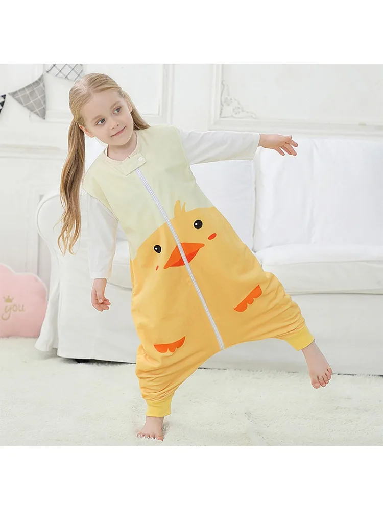 Children's Cartoon Baby duckling Sleeping Bag Sack Sleeveless Winter Wearable Blanket Sleepers Sleepwear Pajamas For Girl Boy