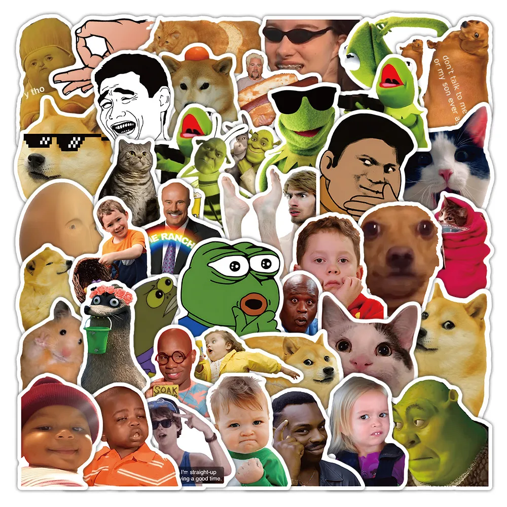 52Pcs Popular Meme Stickers Cute Trendy Expression Decoration Stickers for Journal & DIY LanLanStickersWorld Store
