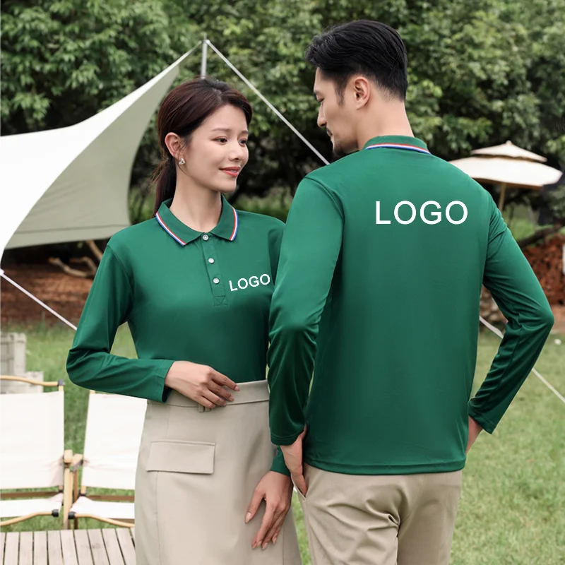 Business Quick-drying Long Sleeve Polo Shirt Custom Logo Printed  Embroidery Personal Design Breathable Men And Women Team Tops