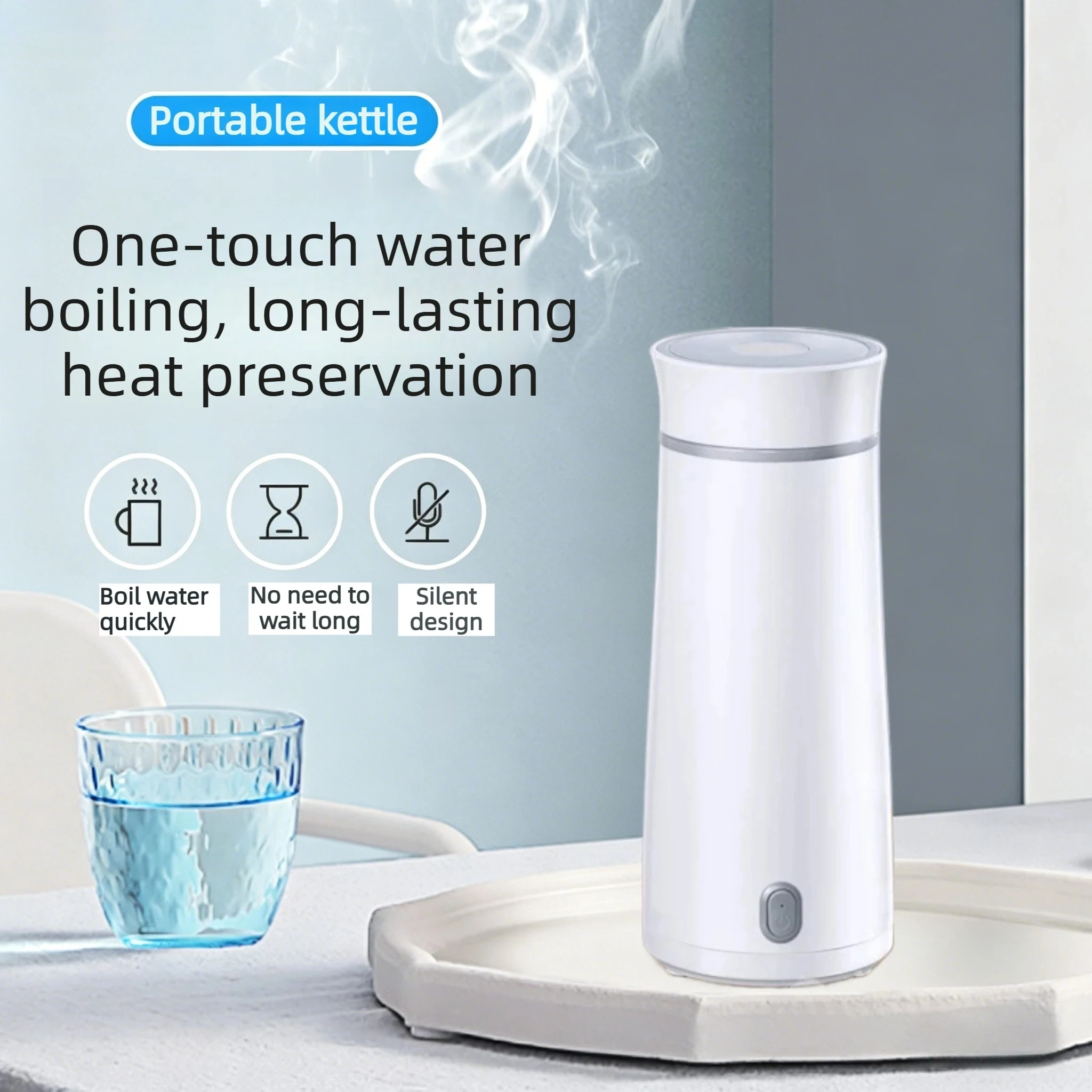 

Electric Kettle Portable Stainless Steel Inner Jug A Travel Guide Students Featuring Power Cord Storage Compartment Portability