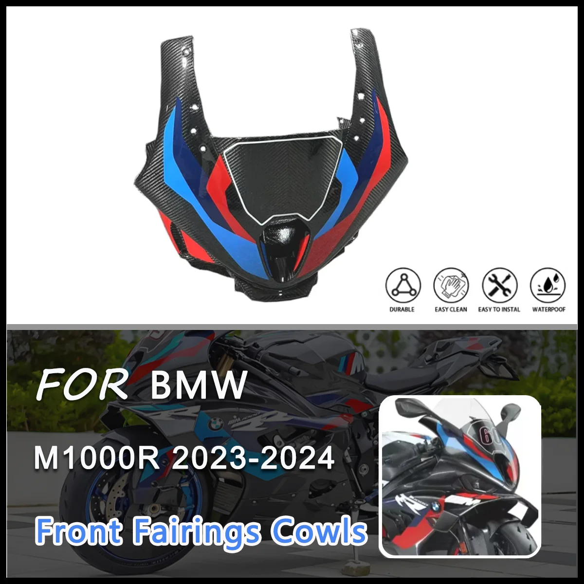 

For BMW M1000RR 2023 2024 3K 100% Dry Carbon Fiber Motorcycle Accessories Front Fairings Cowls Fairings Kit