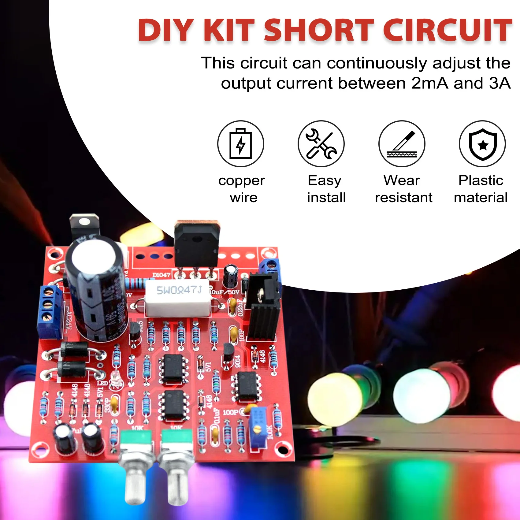 0-30V 2mA-3A Adjustable DC Regulated Power Supply DIY Kit Short with Protection