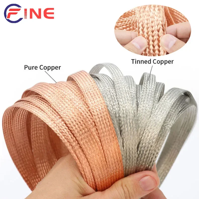 1M Copper Braided Sleeve Tinned Copper Strap Connecting Expandable Screening Signal Wire Cable Shielded Metal Sheath