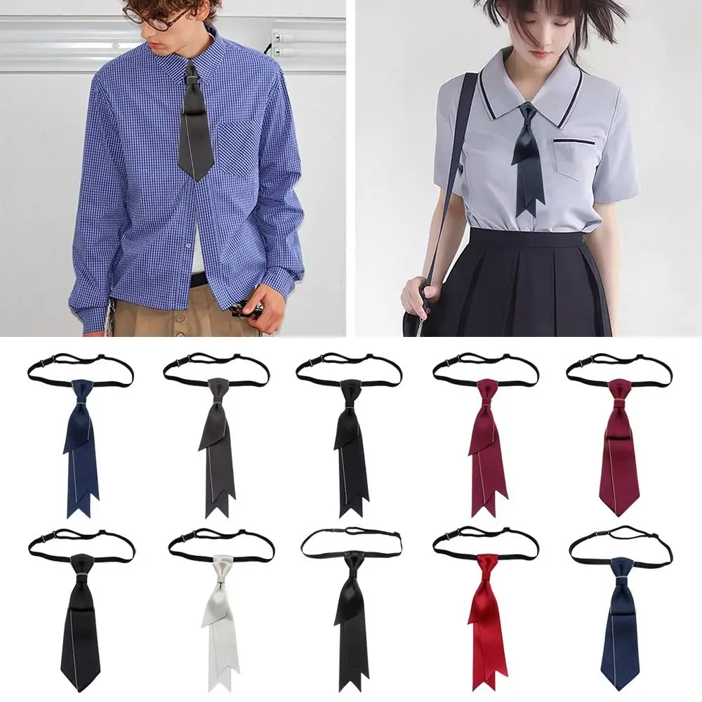 Corbata de cuello de estilo universitario, vestido de negocios de flores con cuello de Color sólido Simple y delgado, banda elástica ajustable, pajarita de graduación
