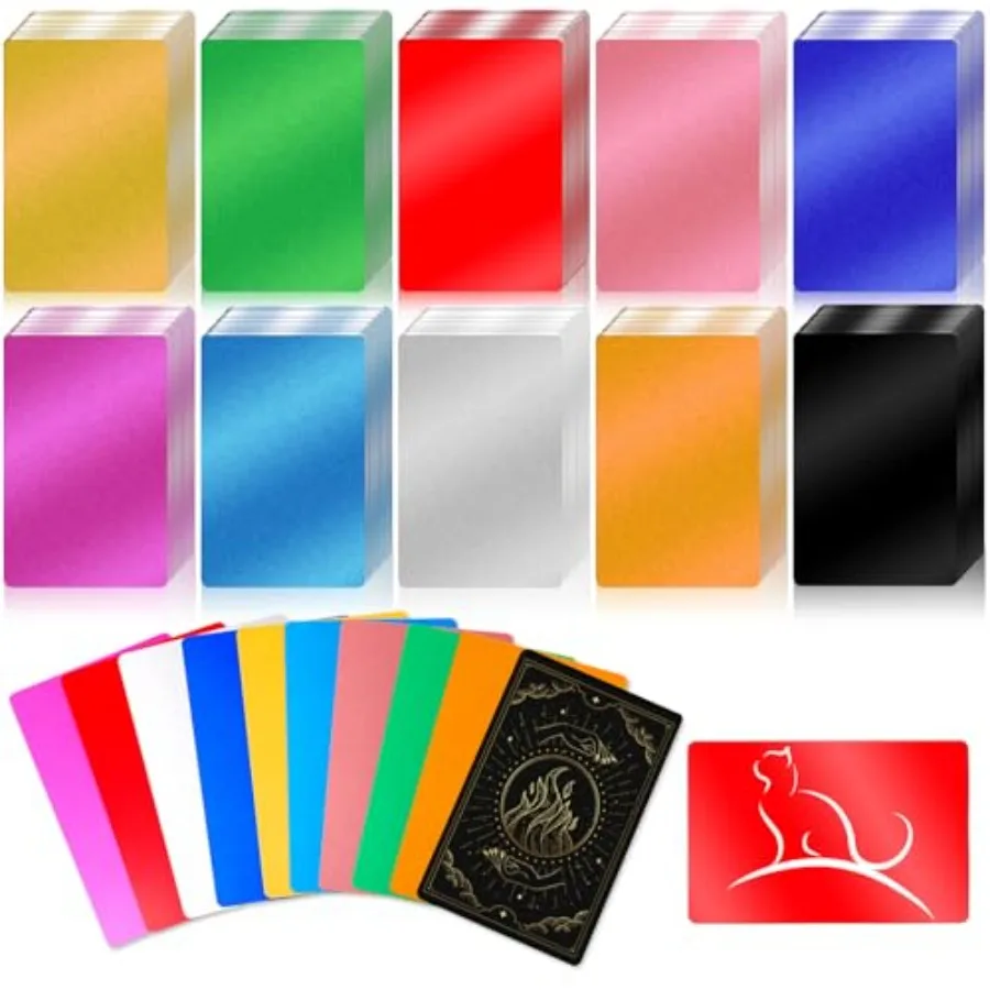 

1000 Pcs Metal Business Card Blanks Bulk Aluminum Sheet Business Card 3.38 x 2.12" for Customize Office Name Laser Engraving CN