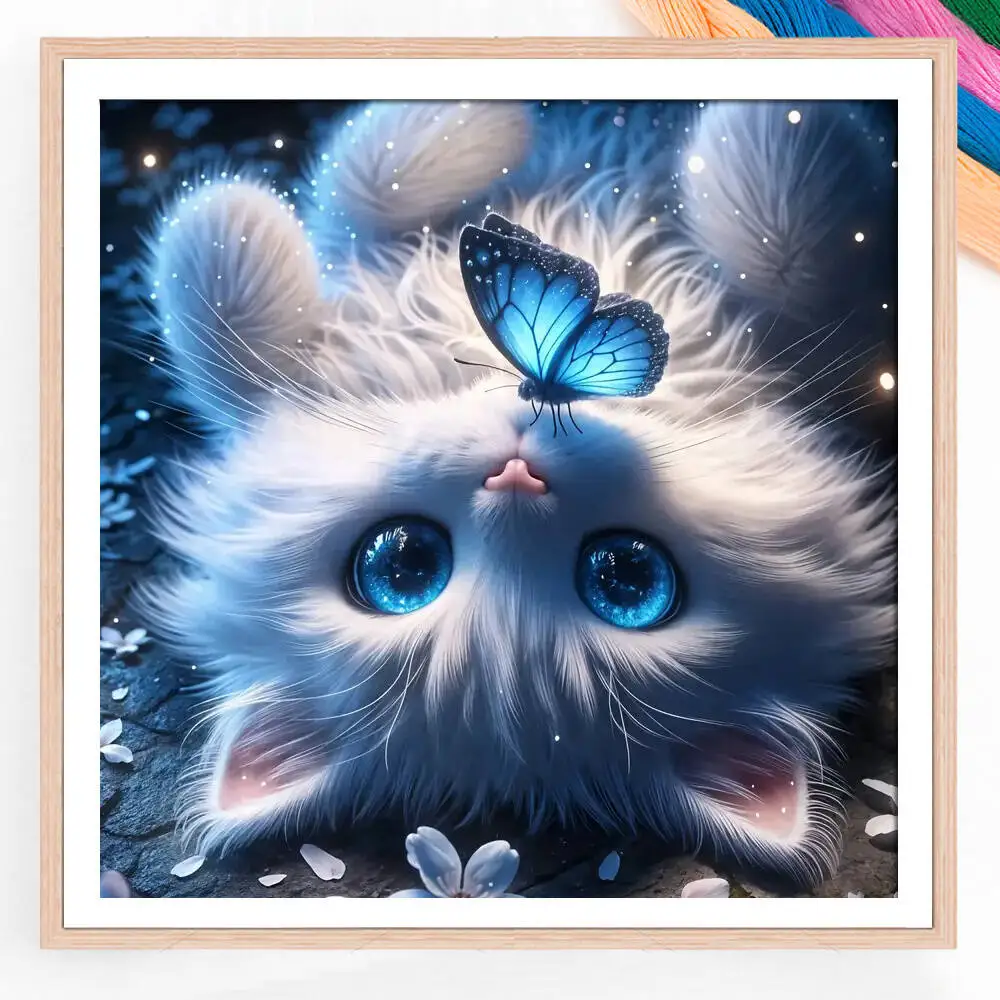 Cartoon Cat Embroidery Kits Picture Printed 11CT Cross Stitch Kits For Kids DIY Hobby Children's Room Decoration