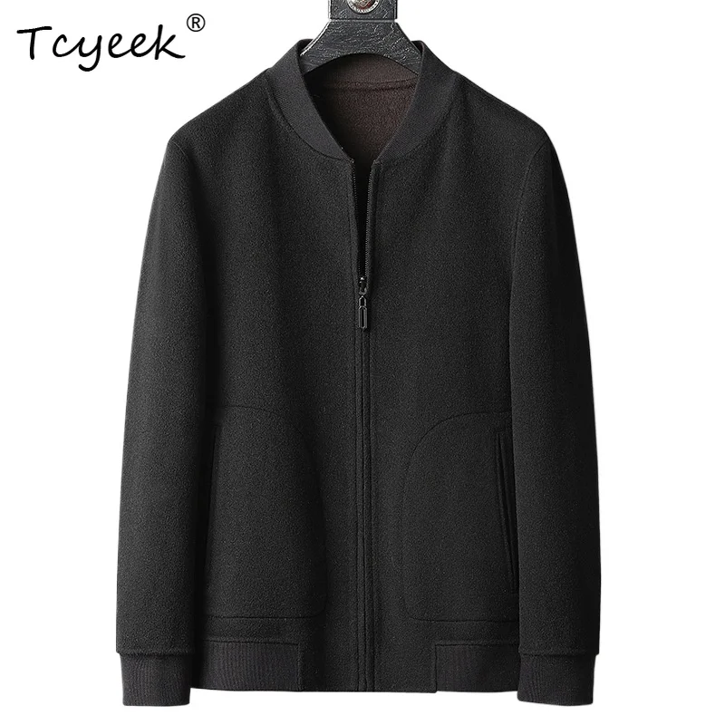 

Tcyeek 100% Wool Autumn Winter Trendy Stand Up Collar Solid Color Short Men's Wool Coat Пальто Женское Длинное Abrigo Hombre