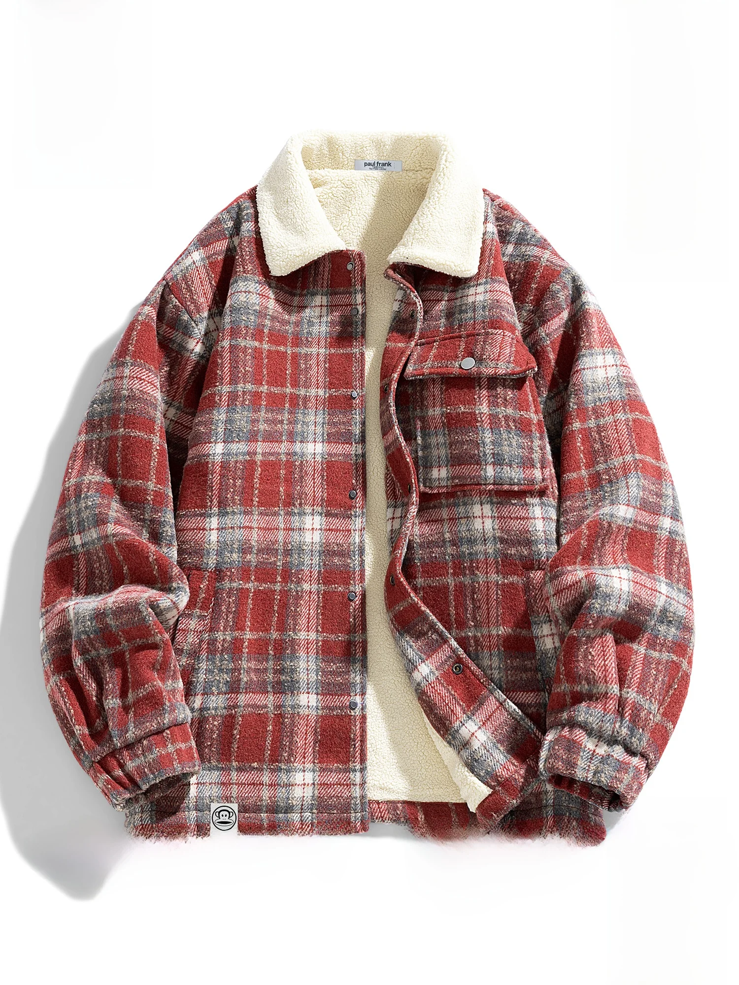 

Зимнее пальто Paul Frank с вельветовой подкладкой, мужское, красное, с воротником-стойкой, повседневное, свободного кроя, с длинными рукавами