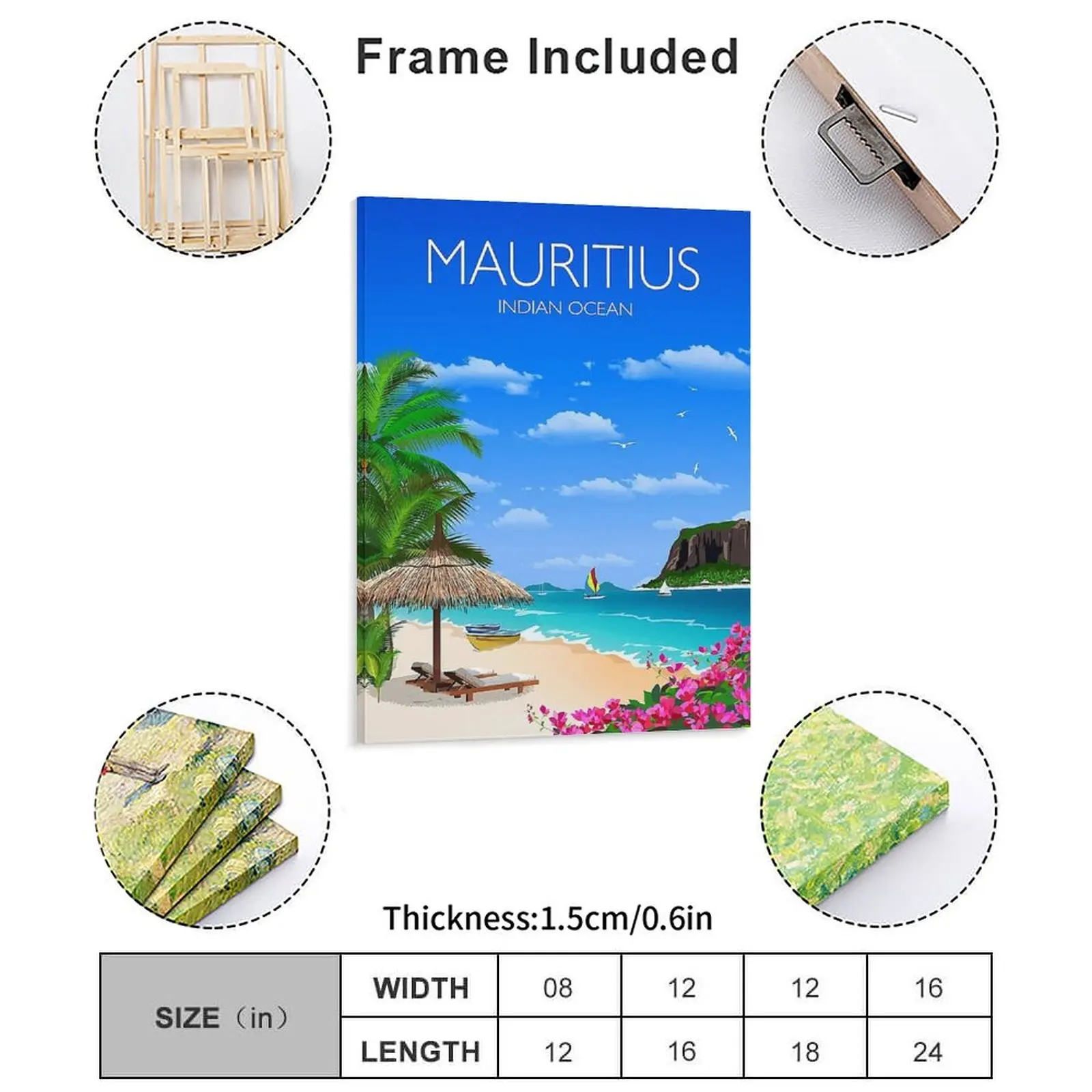 Beautiful Beach Mauritius Canvas Painting Plaques Custom Party Create Cinema Wall Decor Framed Wall Painting