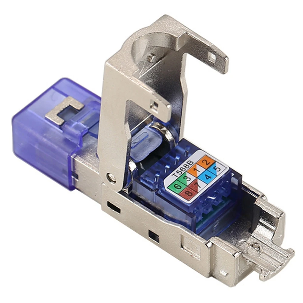 

MDAQZ CAT8 RJ45 Connector Plug Without Crimping Tool CAT8 40Gbps 50U Zinc Alloy Shielded Network Cable RJ45 Plug (Blue)