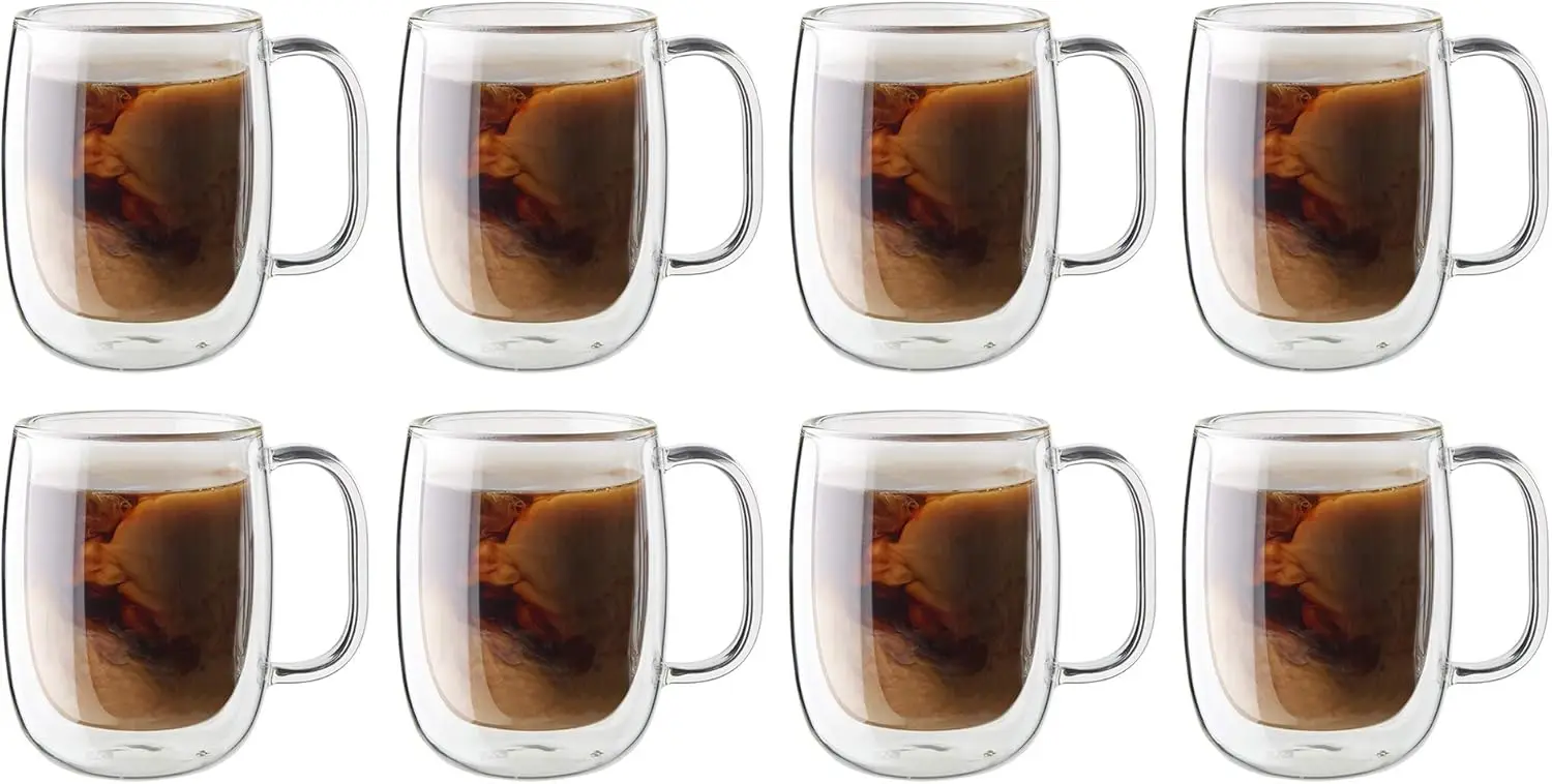 

Набор стеклянных кофейных кружек с двойными стенками, 8 предметов, каждый по 12 унций, контроль температуры