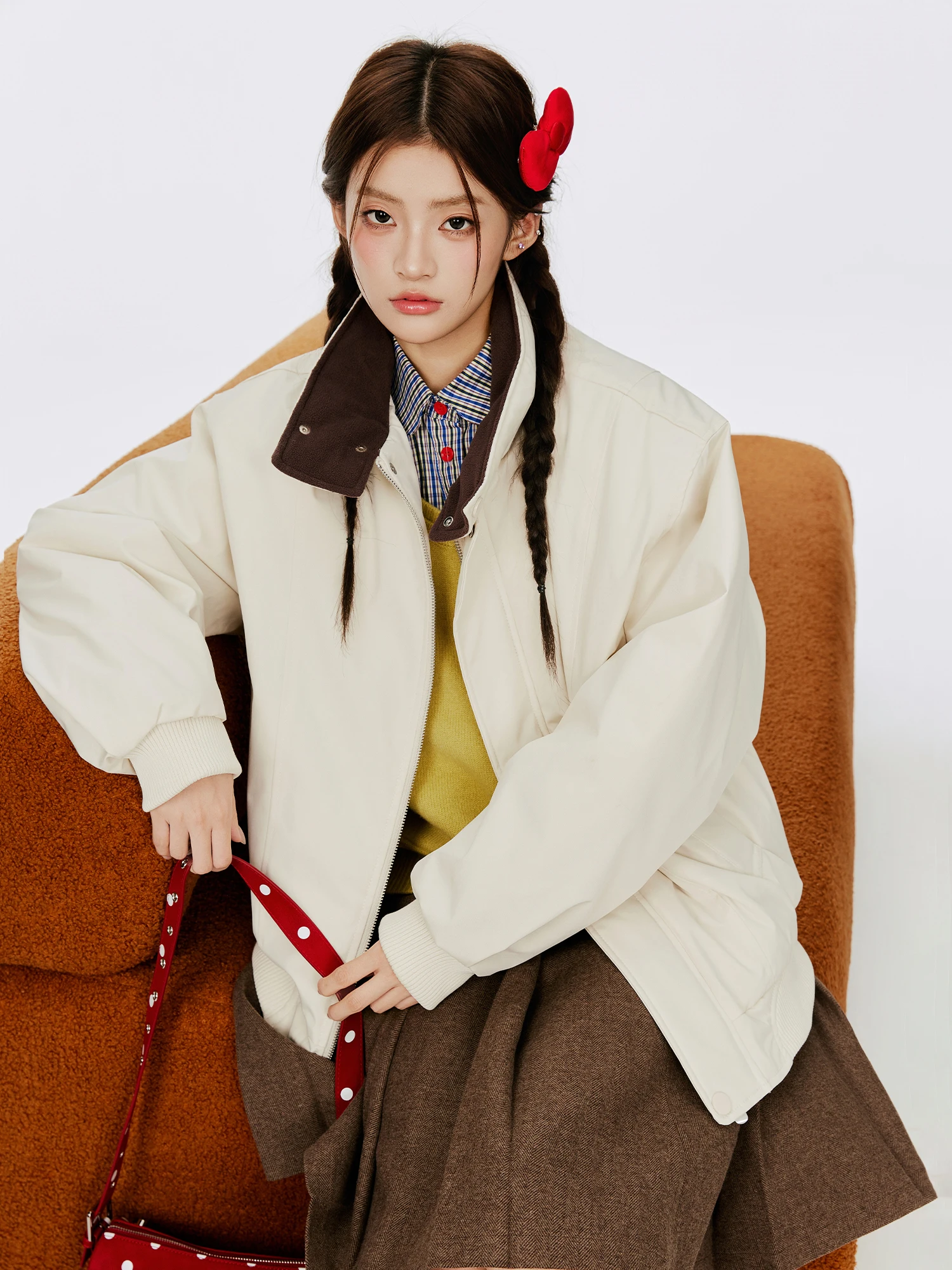 

Burgenland Thiened Cotton Jaet Women's Winter Coat Color Blo Design White Cotton Clothes Sweet Sle Loose Fit Zipper C...