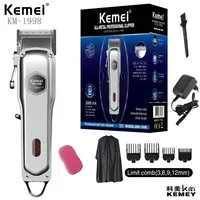 Kemei KM-1998 Rechargeable Electric Hair Clipper Metal Casing Salon Professional Trimmer Hair Cutting Machine for Men BarberShop