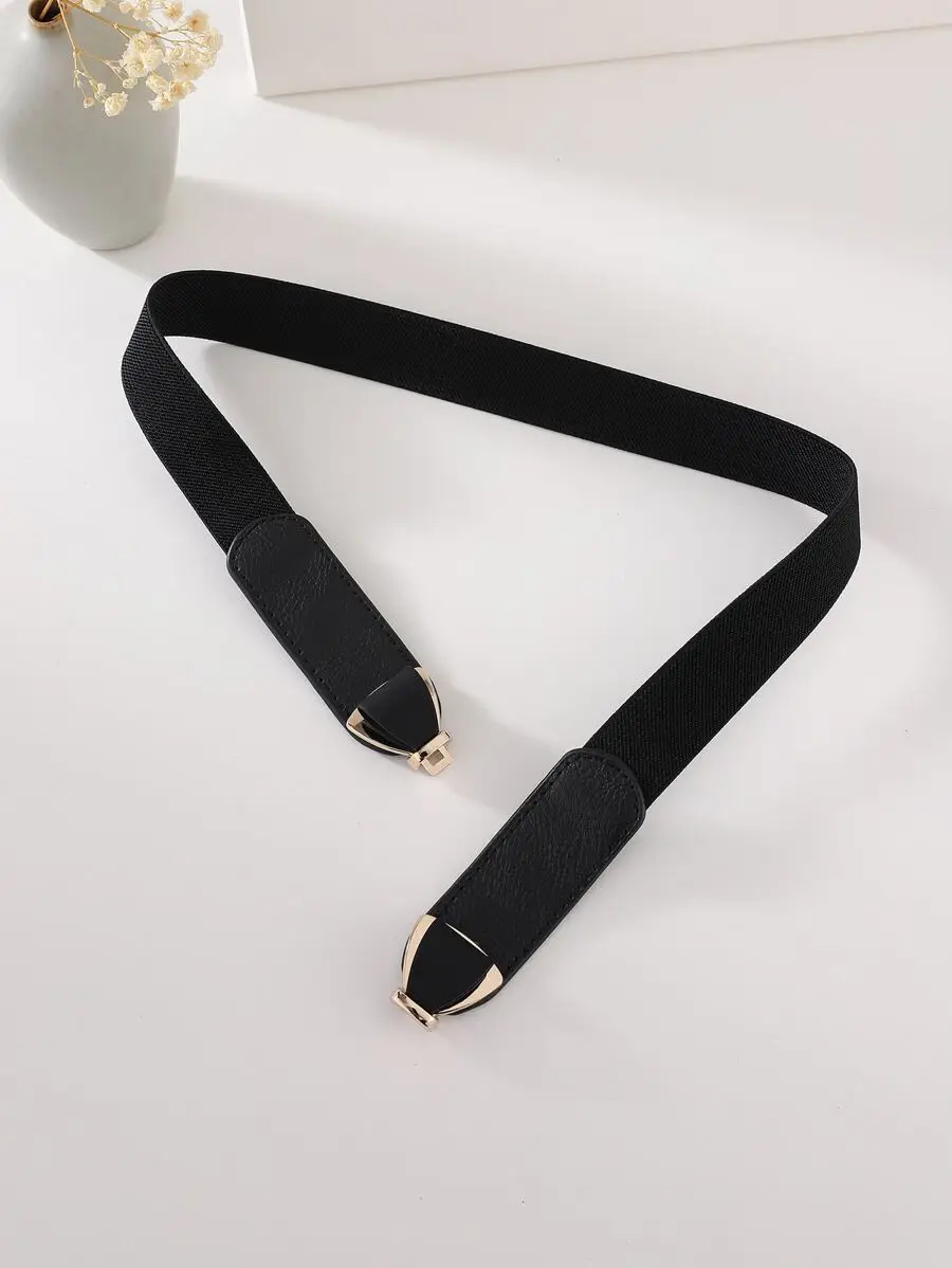 1pc Women Litchi Embossed Bow Buckle Belt For Daily Decoration Valentine's Day Valentines Summer, School Fall, Autumn, Halloween