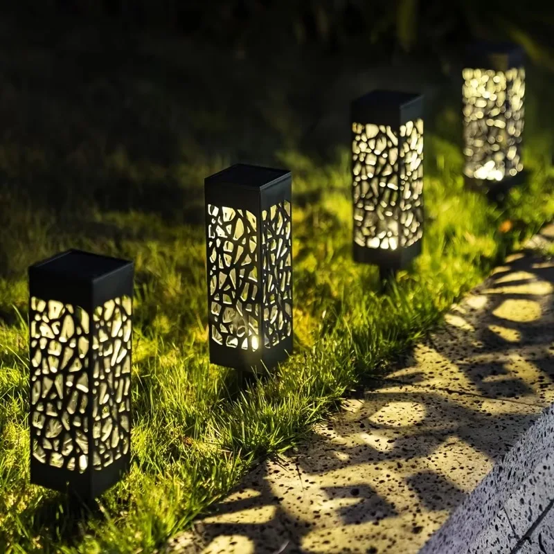 

1-4PCS Solar Waterproof Garden Light Hollow Cutout Pattern LED Dusk To Dawn Sensor Lamp for Lawn Patio Yard Decor