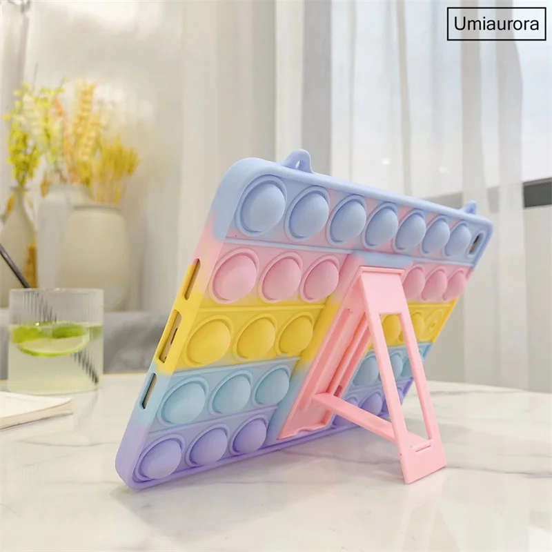 For Samsung Galaxy Tab A6 7.0 inch 2016 SM-T280 SM-T285 T280 Tablet Kids Rainbow Bubble Tablet Case Stand Silicone Cover Funda