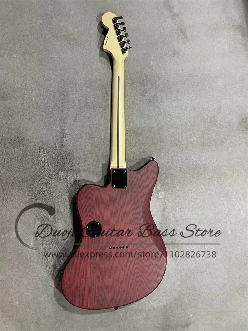 Matte brown red electric Guitar Ash wood body Maple Neck Rose wood fingerboard 22 Frets fixed bridge black tuner support cus