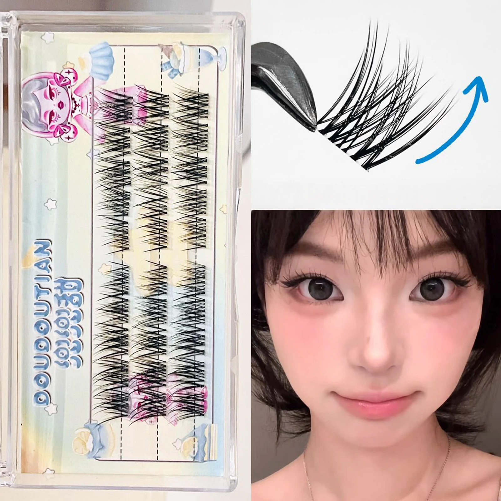 Fluffy Cat's Eye False Eyelashes Natural Curly Manga Fox-style Eyelash Extension 7-12mm Daily Makeup Lightweight Volume Lashes