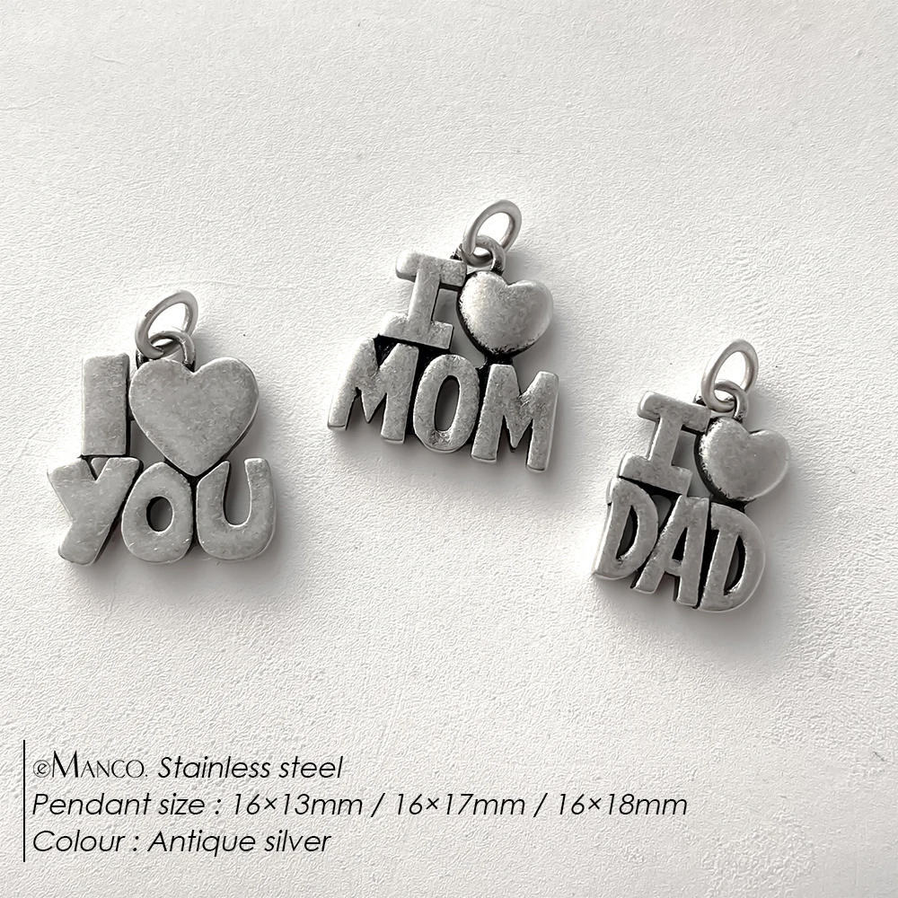 EMANCO Minimalist Style Silver Color Stainless Steel Mom Dad Pendant Charms DIY Jewelry Making Dropshipping Wholesale