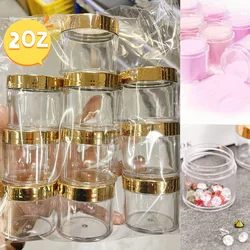2OZ Plastic Storage Bottles With Gold Lids For Nail Powders, Eye & Facial Creams, PET Transparent Test Bottles For Cosmetics 10*