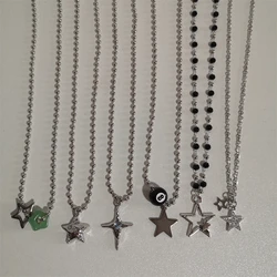 Korean Fashion Chains Star Pendant Necklaces Punk Aesthetic Jewelry Boho Necklace for Women Goth Jewelry Y2K Grunge Rock