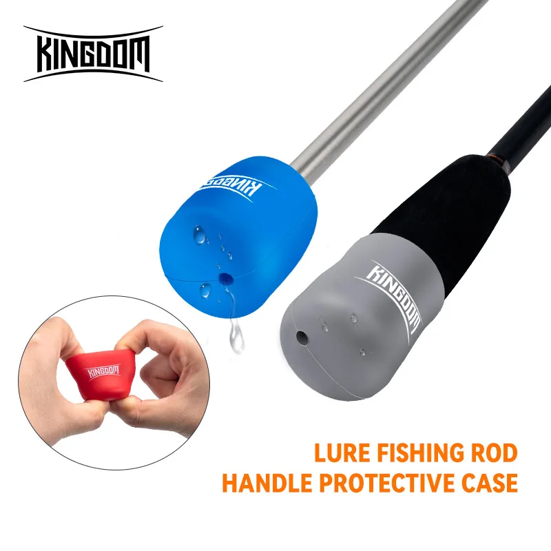 Kingdom Black Fishing Rod Handle Protective Case Tight Silicone Rod Plug Bottom Protector Lure Bait Fishing Tackle Accessories