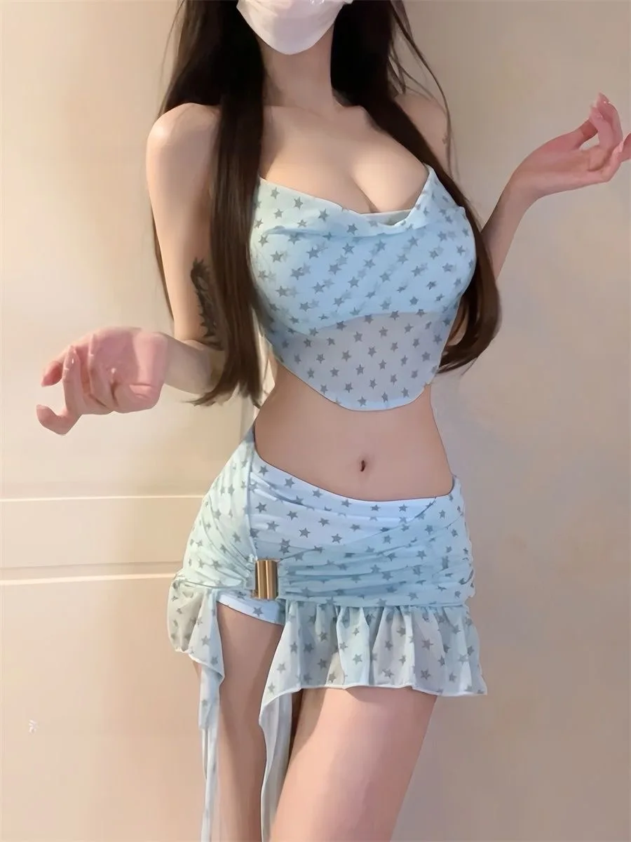 

Новый женский купальник Mint Wave 2025: Элегантное бикини премиум-класса для горячих источников, полиэстер