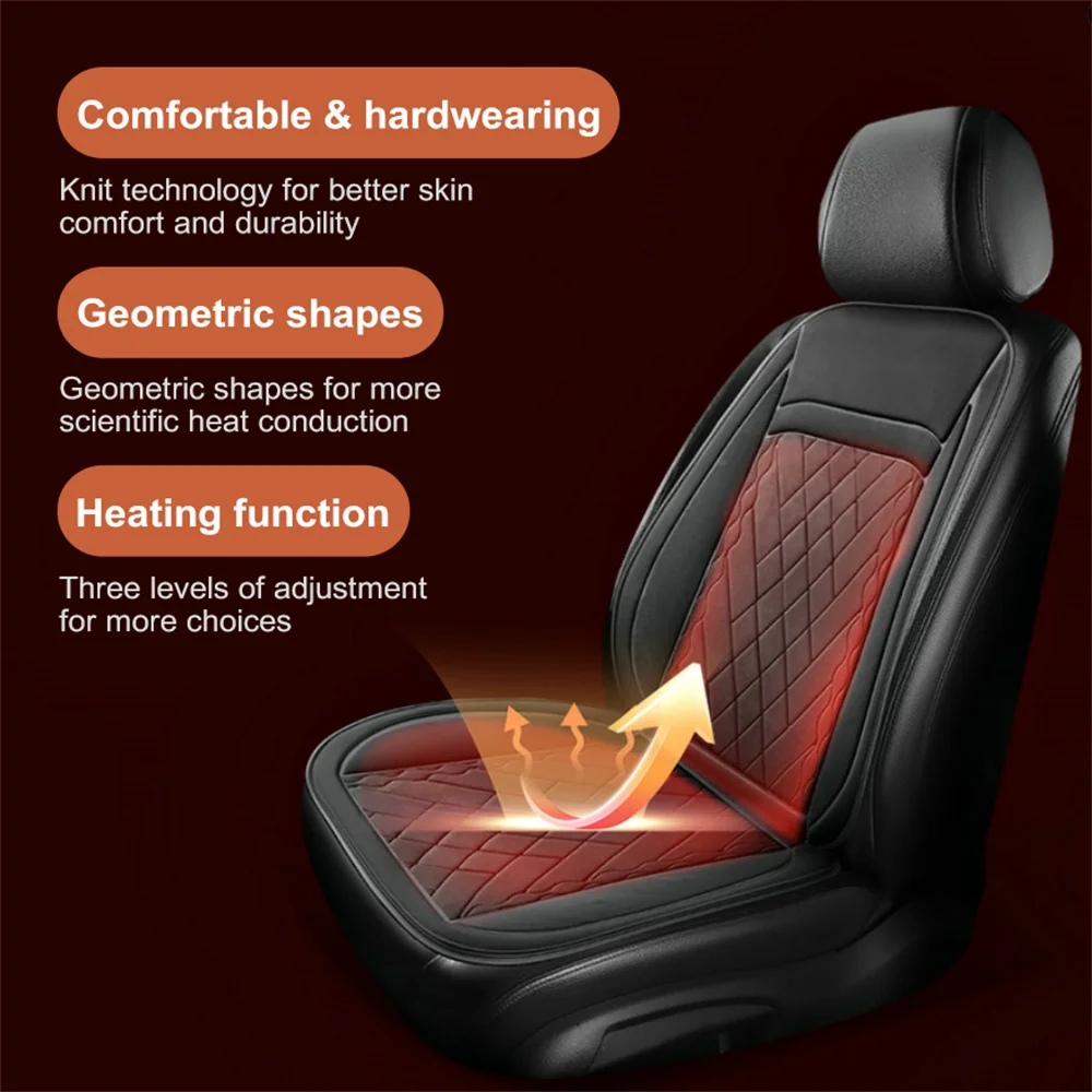 12V/24V Car Winter Seat Heater 10 Seconds Fast Heating Car Seat Cushion Winter Universal Electric Heating Seat Cover Accessories