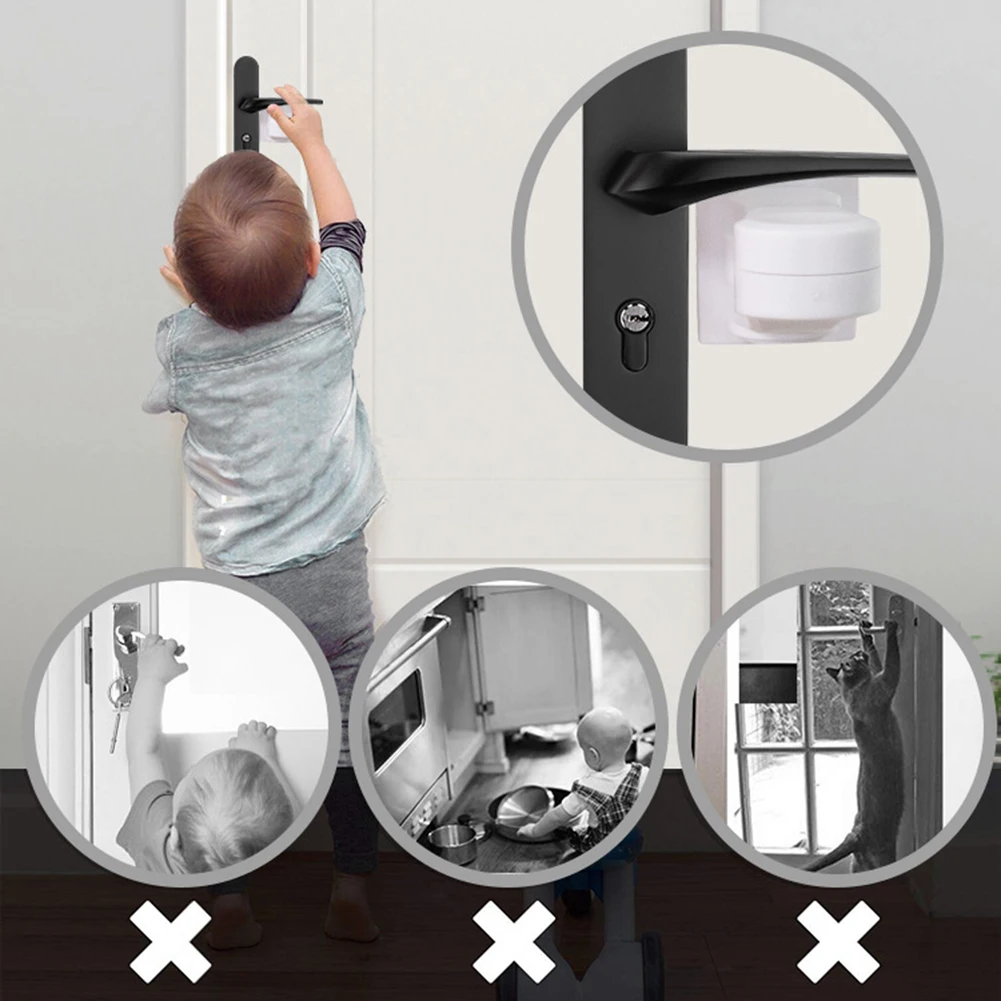 Universal Door Lever Lock Child Baby Safety Lock Rotation Proof Professional Door Adhesive Security Latch Multi-functional