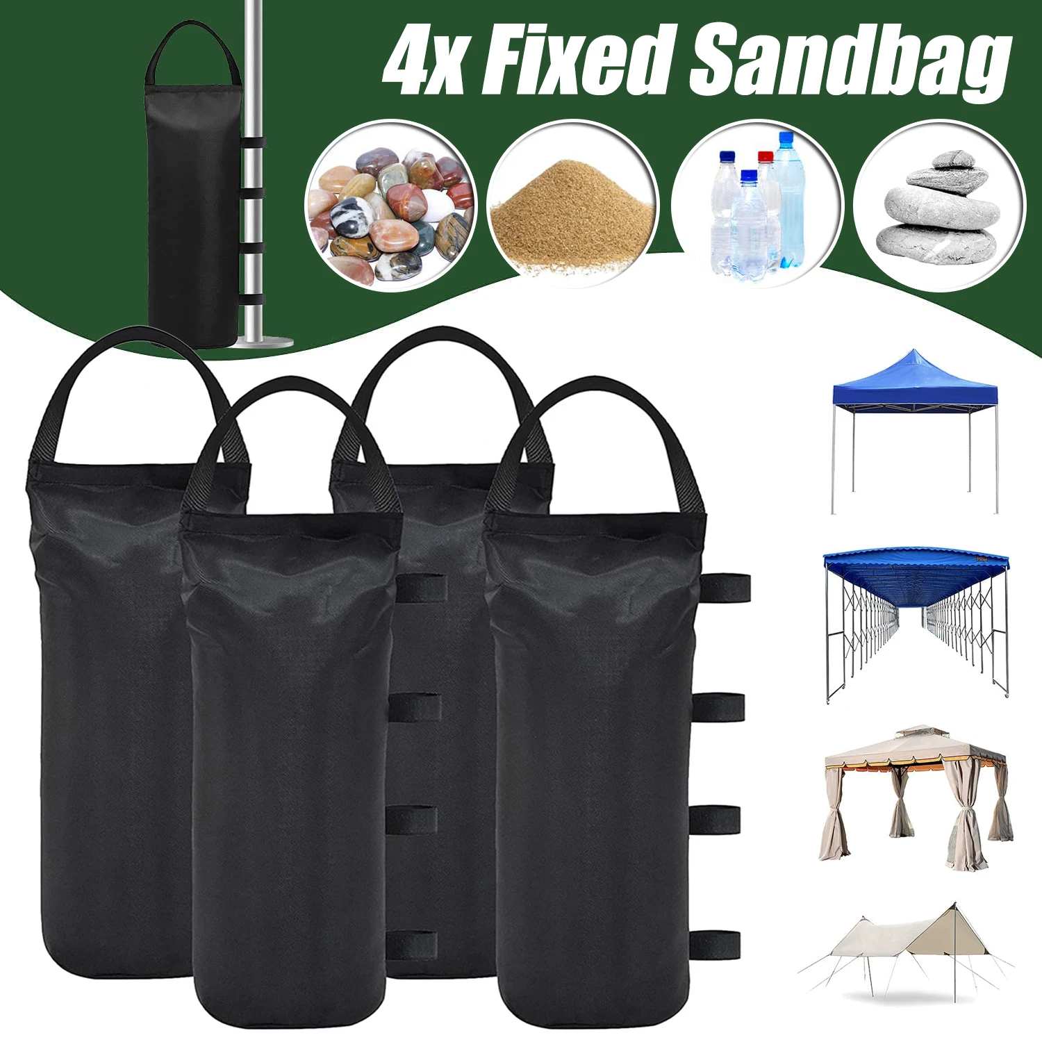 Lot de 4 sacs de sable, sacs lestés pour la photographie, support de fond, studio photo/vidéo, auvent, patio, tente, sans sable