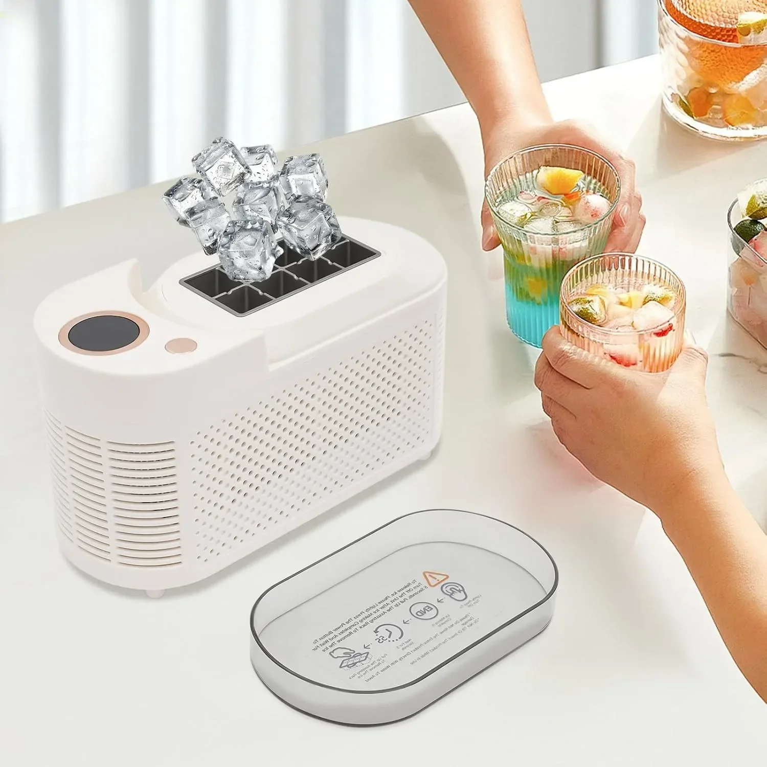 

BYMAOCAR Portable Ice Maker Countertop, 8 Cubes in 15 Mins, Mini Quiet Efficiency w/ De-Icing Bar for Home Kitchen Camping RV