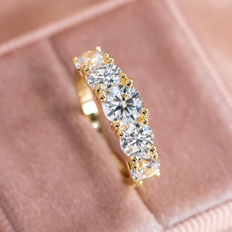 

Свадебное обручальное кольцо с муассанитом цвета D для женщин, серебро 925 пробы, 6,5 мм, 6 мм и 5 мм, лабораторный бриллиант, 5 камней, кольца-обещание, ювелирные изделия на палец