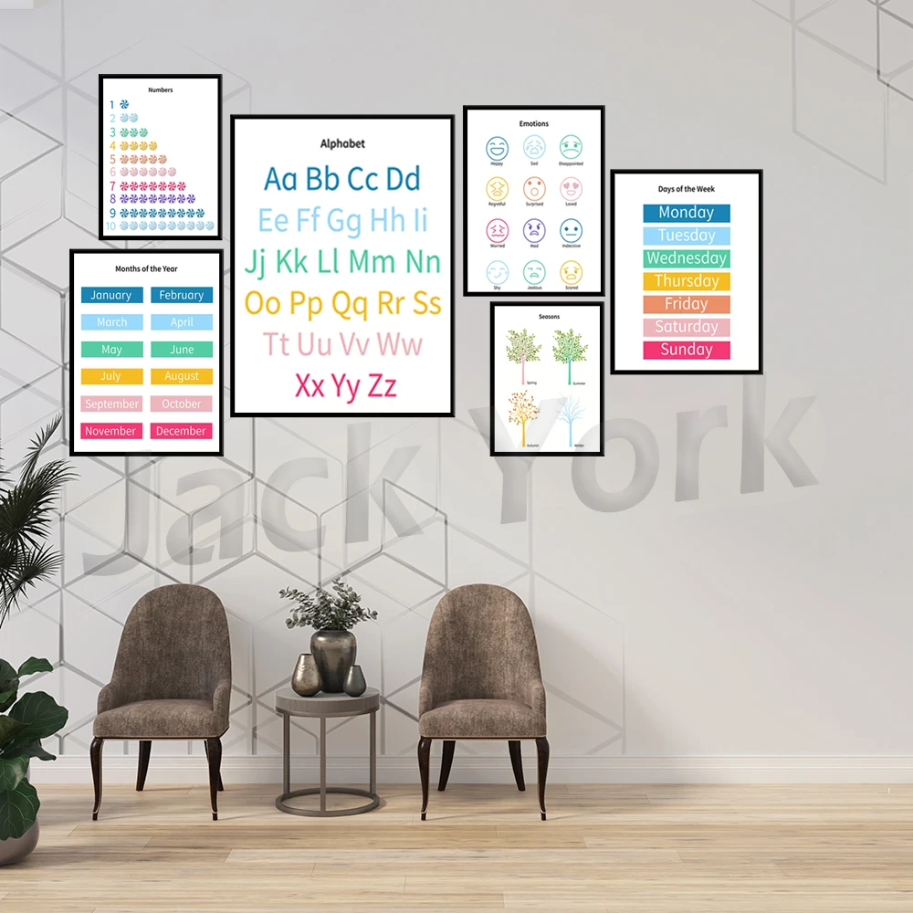 Homeschool Printables, Educational Posters, Colorful Preschool Classroom Posters, Kids Playroom Decor