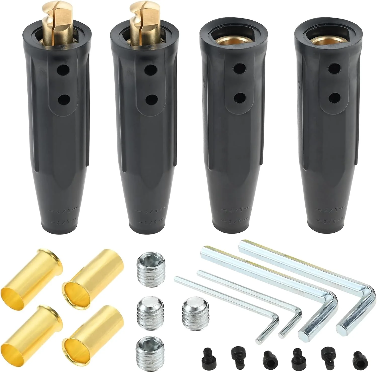 2 Sets LC-40 Male and Female Welding Leads Quick Connector Wrench Kit for 1/0 and 2/0 Welding Cable Capacity 350 Amp 50-70 SQ-MM