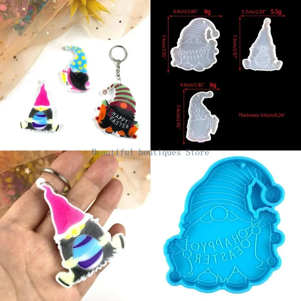 

U4LF Resin Casting Silicone Mold Easter Dwarf Keychain Pendant Jewelry Mould DIY