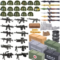 Military Building Blocks Military Supplies Waffen Accessory Soldier Colonel Helmet Gun Rifle M16 Waffen Box Ammunition Brick Toy