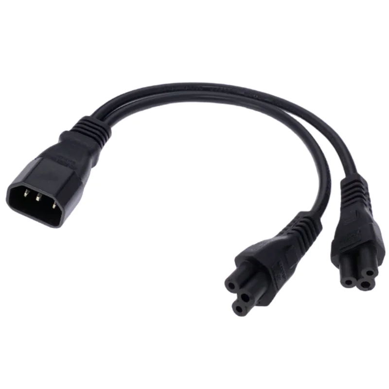 Power Y Type Splitter Adapter Cable Single IEC 320 C14 Male to Dual C5 Female Short Cord for Computer host display 0.32M