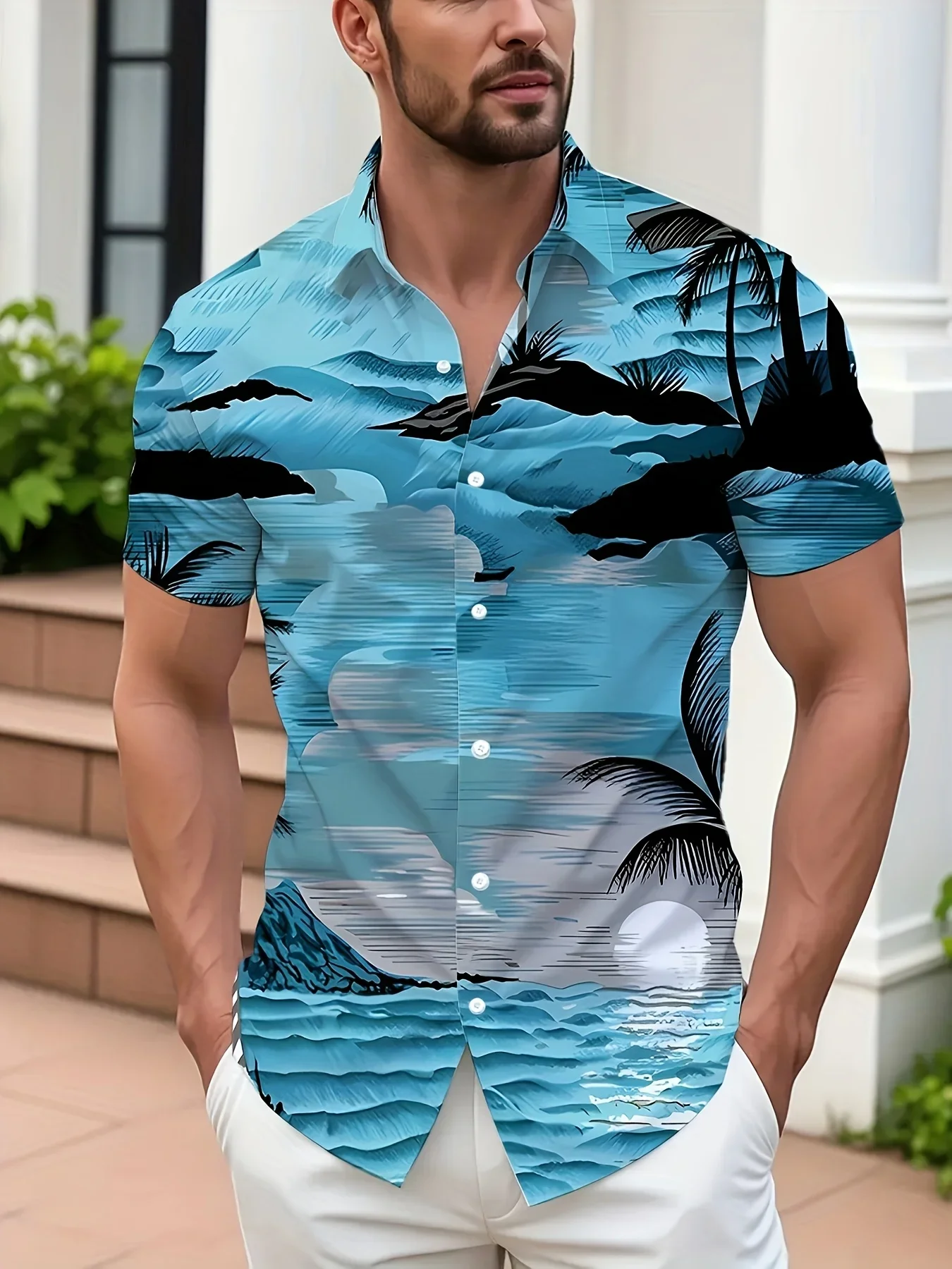 Summer Casual Men's Hawaiian Shirt Man Short Sleeve Fashion Floral Print Lightweight Breathable Beach Holiday Party Shirts