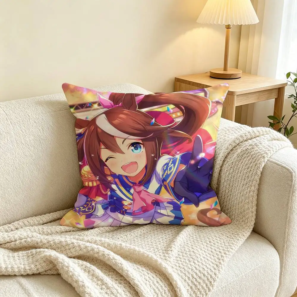 U-Umamusume P-Pretty D-Derby Square Double-Sided printed Pillow Case Bedroom Bedside Pillow Sofa Cushion Cover